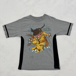 VIntage Digimon Y2K Digital Monsters Anime Gray Shirt Youth size Medium